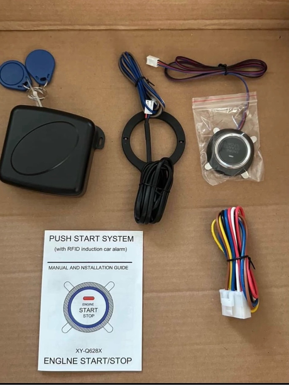 Push Start System with RFID Induction Car Alarm - Black